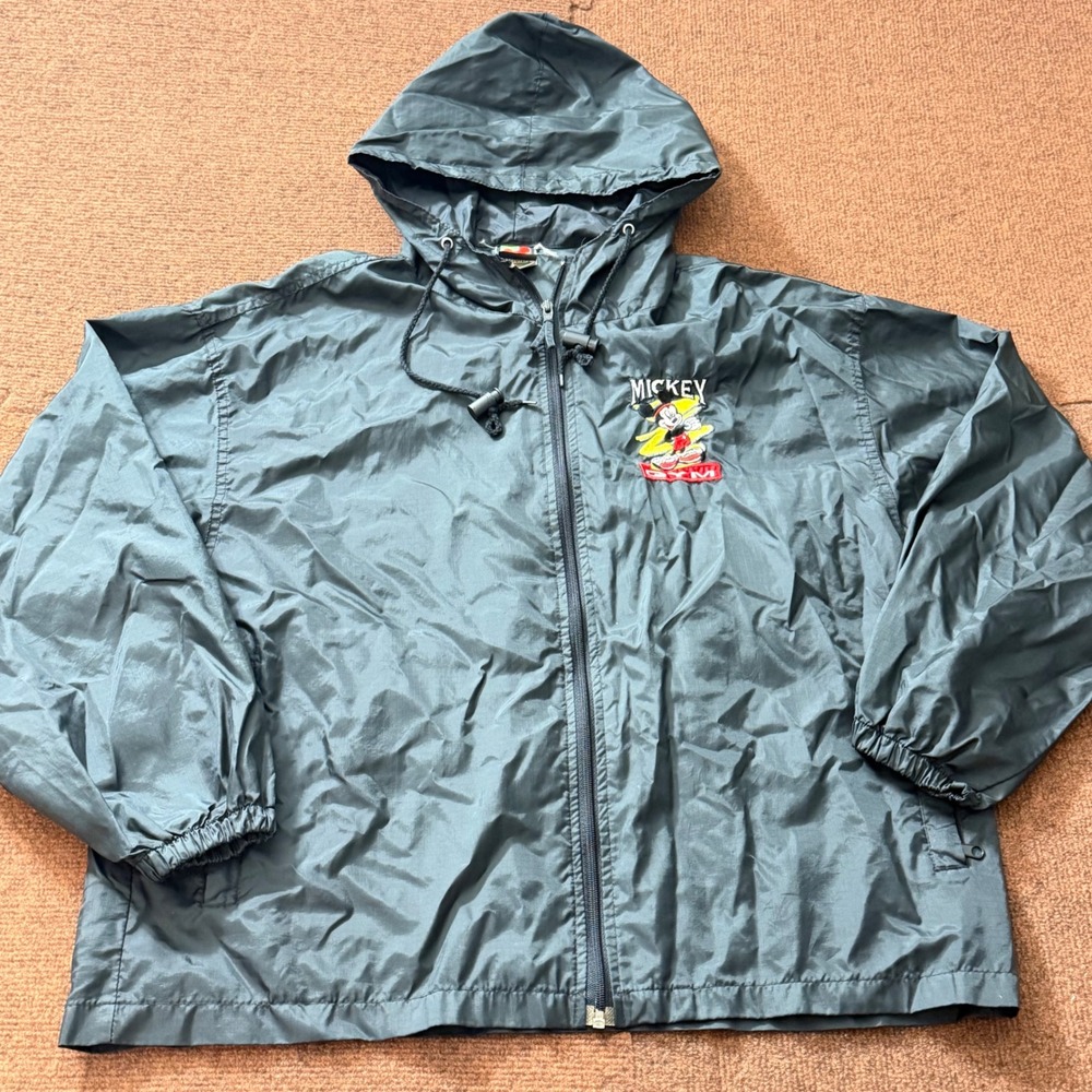 Vintage Mickey Unlimited Windbreaker Jacket Black‎ Mickey Gym Embroidered Hooded
